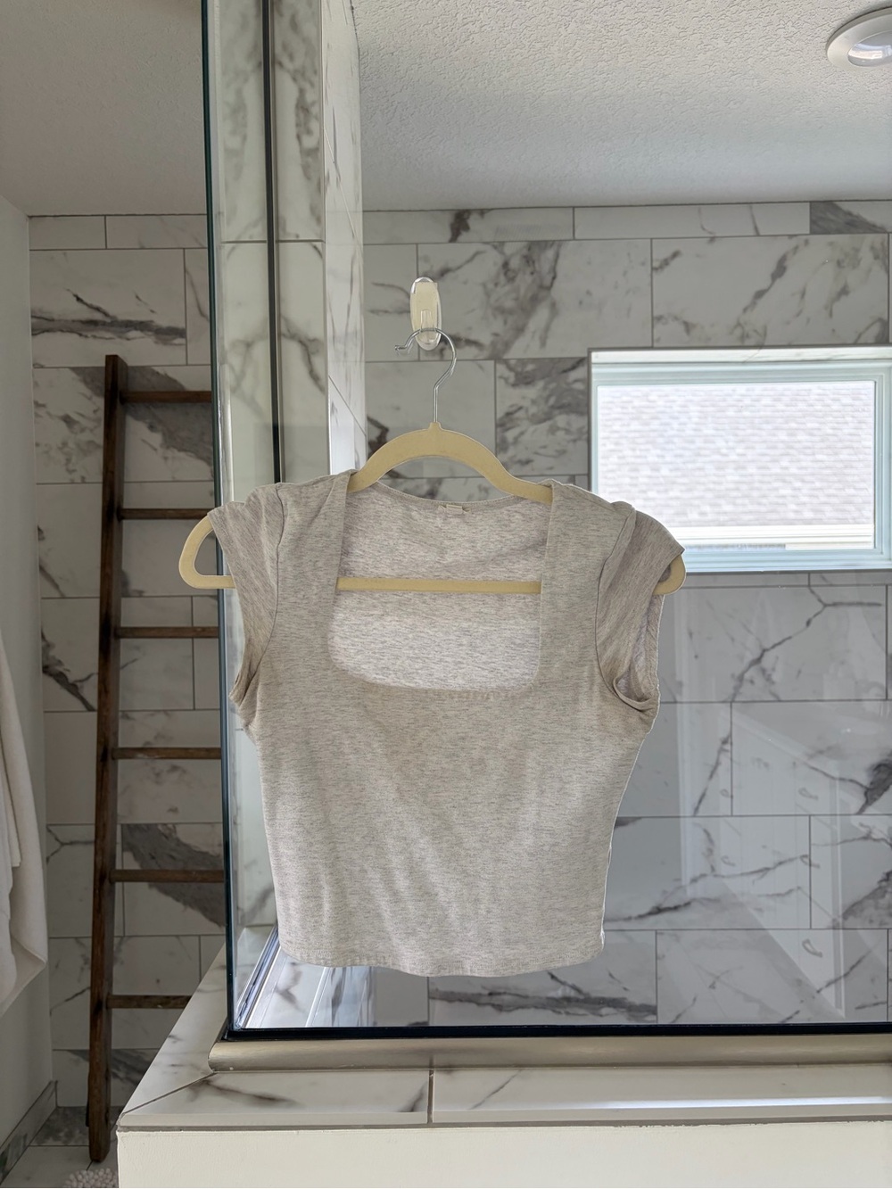 GARAGE Heather Gray Square Neck Top